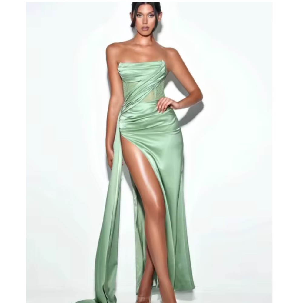 REVOLVE Sage Green Strapless Wedding Dress